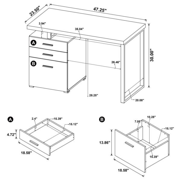 Brennan 3-drawer Office Desk White 800325 by Coaster Furniture 14
