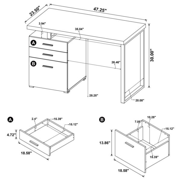 3-drawer Brennan Office Desk Weathered Grey 800520 by Coaster Furniture 14