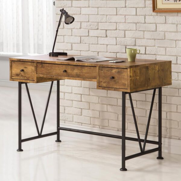 Analiese 3-drawer Writing Desk Antique Nutmeg and Black 801541 by Coaster Furniture 13