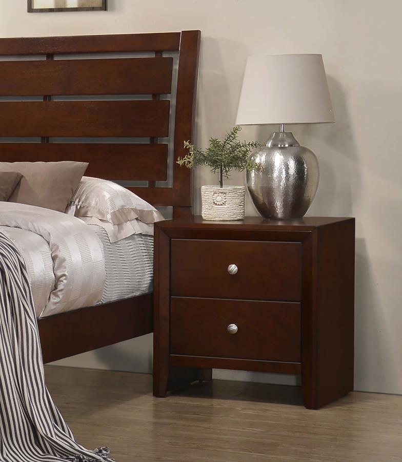 Serenity Rectangular 2-Drawer Nightstand Rich Merlot 201972 By Coaster Furniture