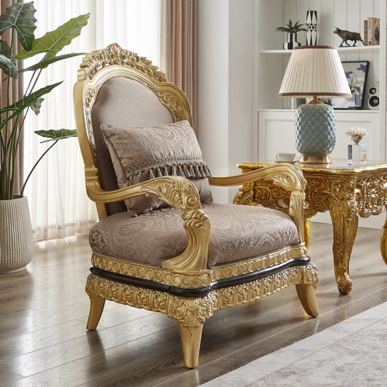 Gold Frame Armchair HD-9021 By Homey Design