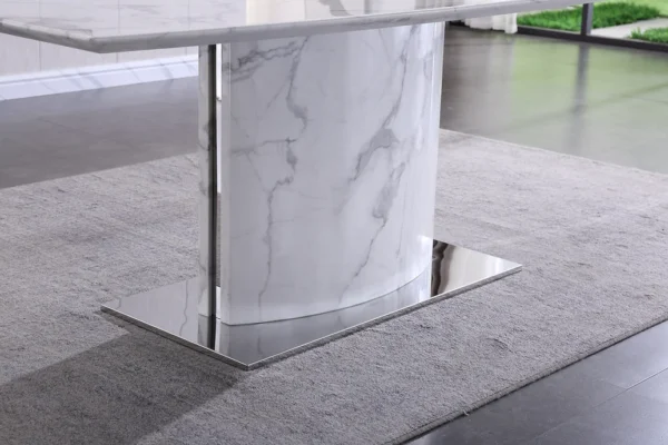 RDT392SW White Marble Rectangular Dining Table by Artisan Furniture 8