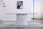 RDT392SW White Marble Rectangular Dining Table by Artisan Furniture 13