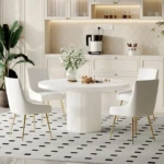 DT0213W Round Matte White Dining Table By Artisan Furniture Dining Room Furniture Mobilia Cleopatra 11 DT0213W Round Matte White Dining Table By Artisan Furniture 11
