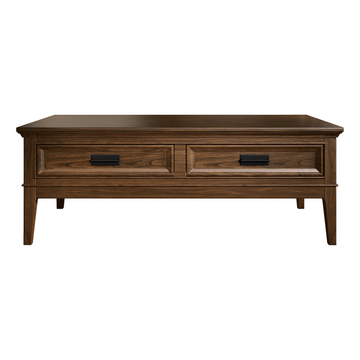 Brown Cherry Frazier Park Collection Cocktail Table w/Drawers By Homelegance