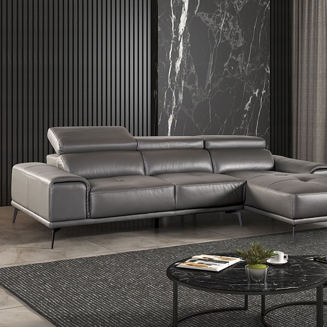 Dark Gray Vadso Sectional, Right Chaise FM69005DG By Furniture Of America