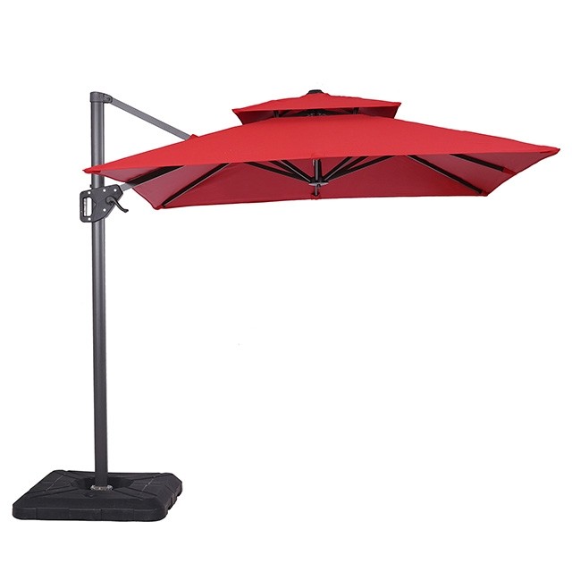 Fida 8 Ft Square Umbrella w/ Double Top + 37″ Large Base LA-A029RD By Furniture Of America 4