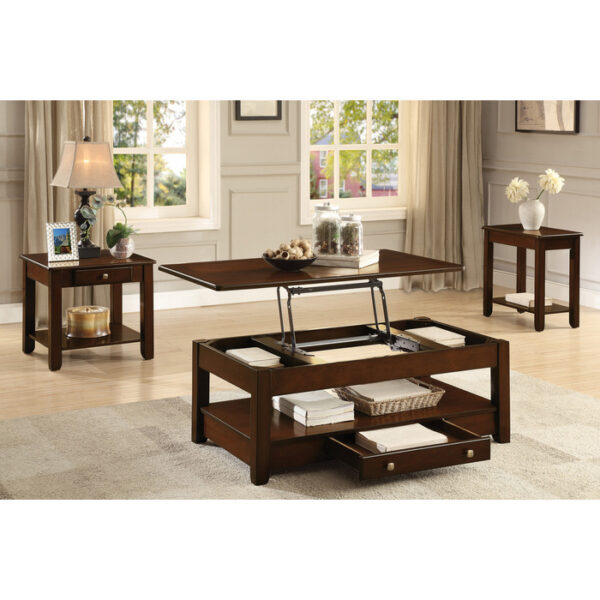 Dark Cherry Ballwin Collection Cocktail Table By Homelegance 10
