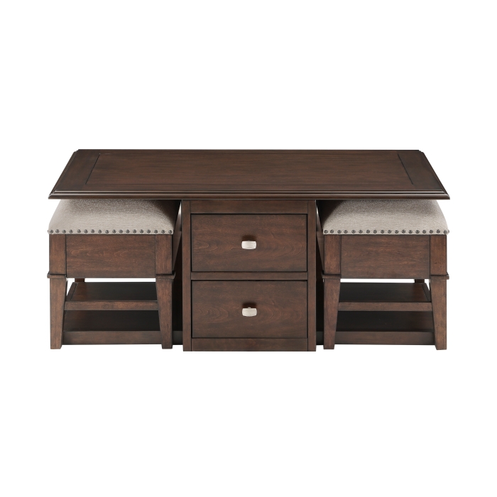 Claremore Collection Cocktail Table with two Ottoman Table By Homelegance