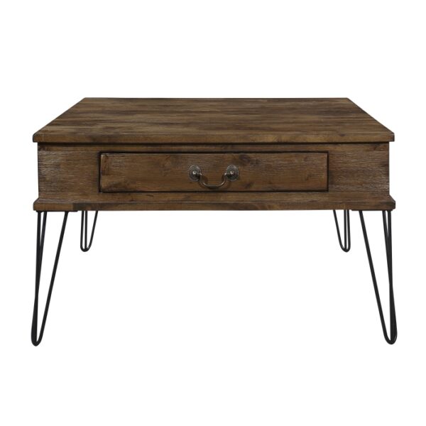 Rustic oak and black Shaffner Collection Cocktail Coffee table With Casters By Homelegance 8
