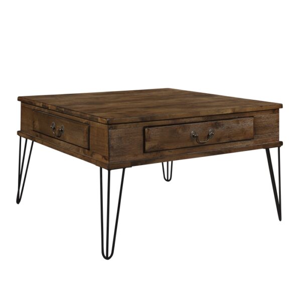 Rustic oak and black Shaffner Collection Cocktail Coffee table With Casters By Homelegance 9