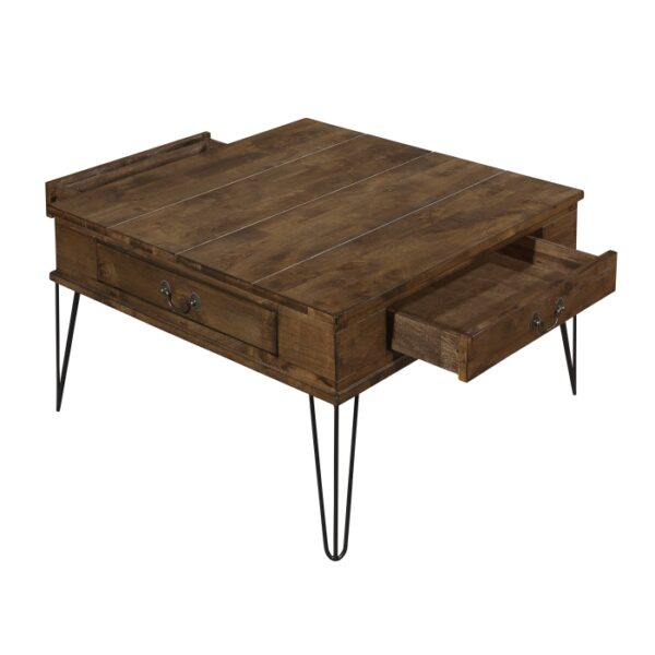 Rustic oak and black Shaffner Collection Cocktail Coffee table With Casters By Homelegance 10