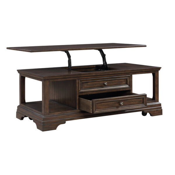 Espresso Rectangular Lift Top Cocktail Table with Casters By Homelegance 11