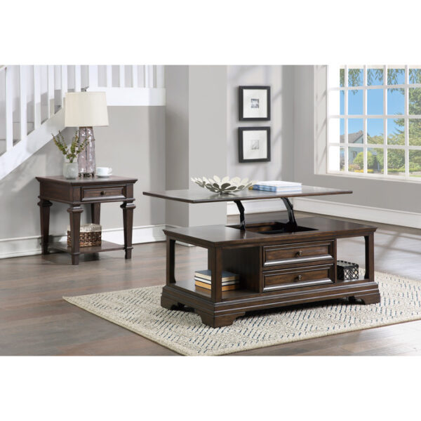 Espresso Rectangular Lift Top Cocktail Table with Casters By Homelegance 13