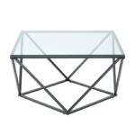 Black metal Cocktail Table Square Glass top By Homelegance 13