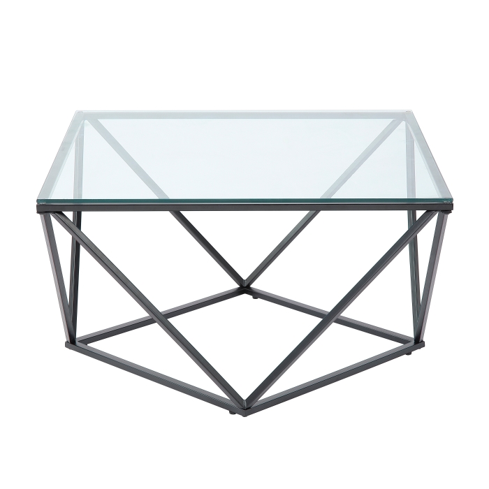 Black metal Cocktail Table Square Glass top By Homelegance