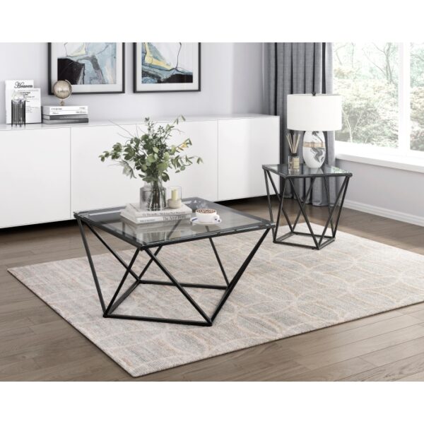 Black metal Cocktail Table Square Glass top By Homelegance 11