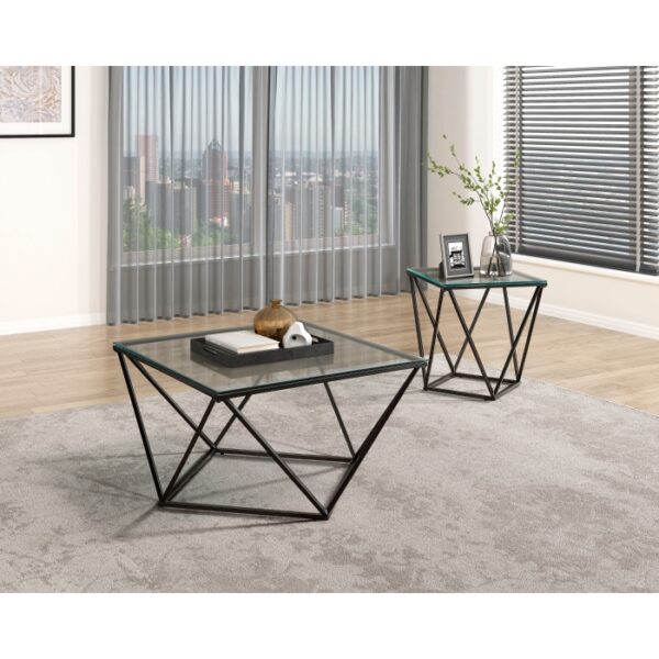 Black metal Cocktail Table Square Glass top By Homelegance 12