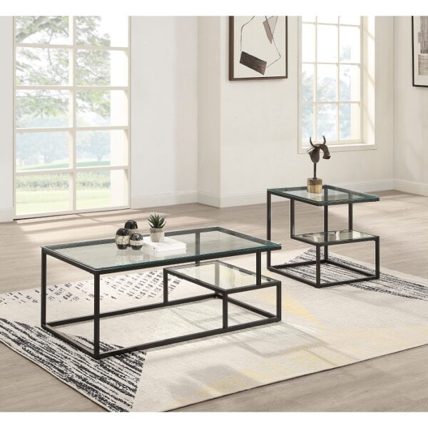 Black metal Cocktail Table Glass top By Homelegance 10