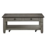 Gray Granby Collection Cocktail table With Casters and 2 drawers By Homelegance 15
