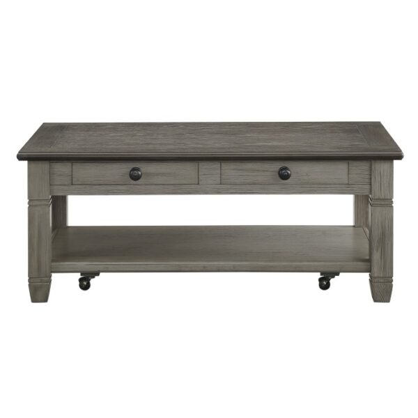 Gray Granby Collection Cocktail table With Casters and 2 drawers By Homelegance 9