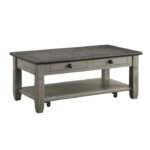 Gray Granby Collection Cocktail table With Casters and 2 drawers By Homelegance 16