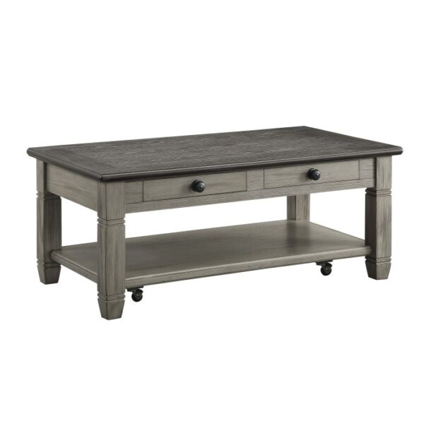 Gray Granby Collection Cocktail table With Casters and 2 drawers By Homelegance 10