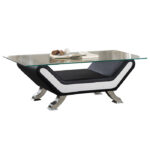 Black and white Glass top Cocktail table Veloce Collection By Homelegance 9