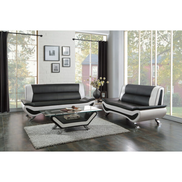 Black and white Glass top Cocktail table Veloce Collection By Homelegance 7