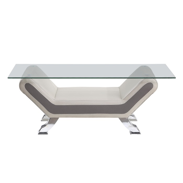 Beige Glass top Cocktail table Veloce Collection By Homelegance