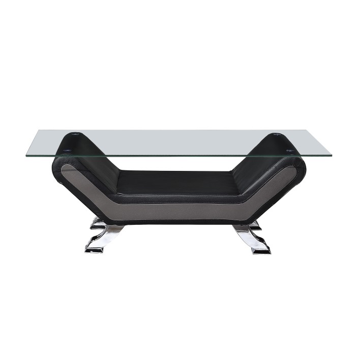 Black Glass top Cocktail table Veloce Collection By Homelegance