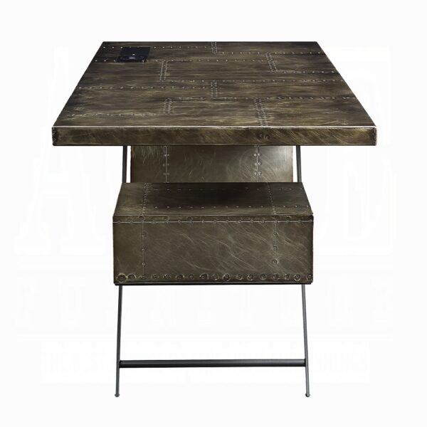 Bronze Aluminum Brancaster Executive Writing Desk W/USB OF02586 by ACME 13