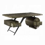 Bronze Aluminum Brancaster Executive Writing Desk W/USB OF02586 by ACME 23