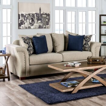 Belsize Beige Navy Sofa SM6438-SF By Furniture of America.