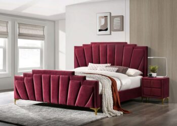 Red/Gold Florizel Bed CM7411RD BY Furniture of America