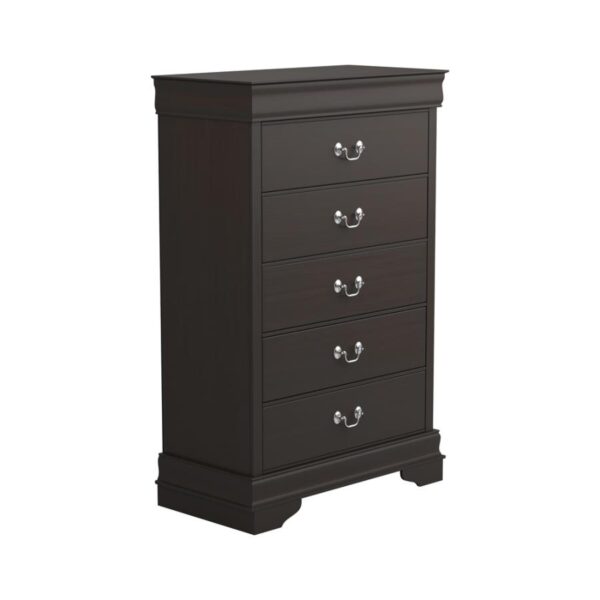 Louis Philippe 5-drawer Chest with Silver Bails Cappuccino 202415 by Coaster Furniture. 10