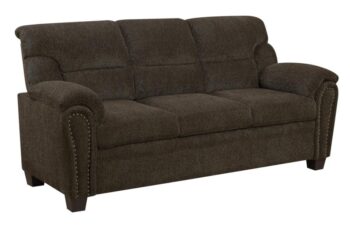 Clemintine Upholstered Sofa with Nailhead Trim Brown 506571  by Coaster Furniture