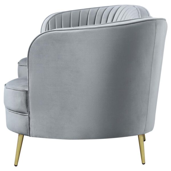 Sophia Upholstered Sofa with Camel Back Grey and Gold 506864 by Coaster Furniture 17