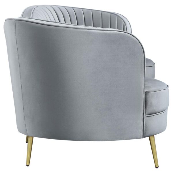 Sophia Upholstered Sofa with Camel Back Grey and Gold 506864 by Coaster Furniture 18