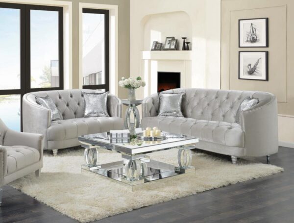 Avonlea Sloped Arm Tufted Sofa Grey 508461 by Coaster Furniture 16