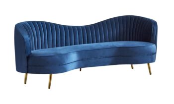 Sophia Upholstered Camel Back Sofa Blue 506861 by Coaster Furniture.