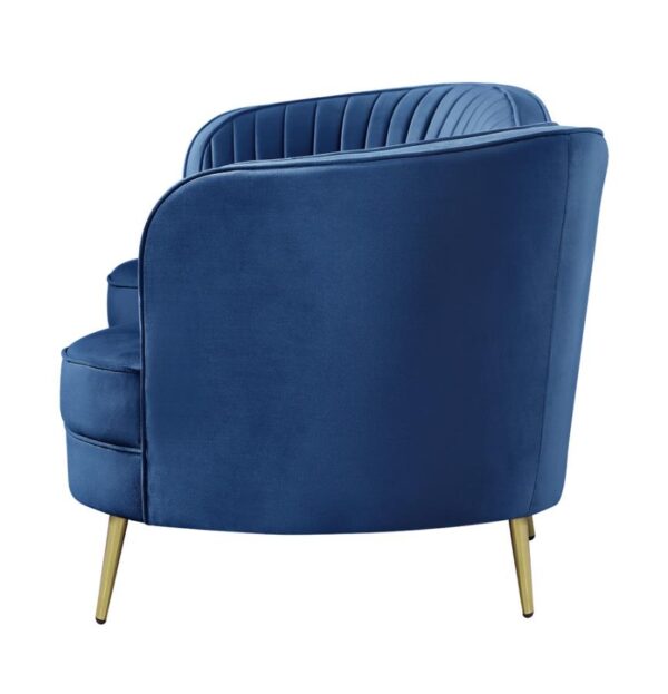 Sophia Upholstered Camel Back Sofa Blue 506861 by Coaster Furniture. 13