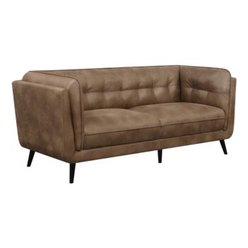 Thatcher upholstered button tufted sofa brown 509421 by coaster furniture