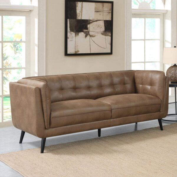Thatcher upholstered button tufted sofa brown 509421 by coaster furniture 12