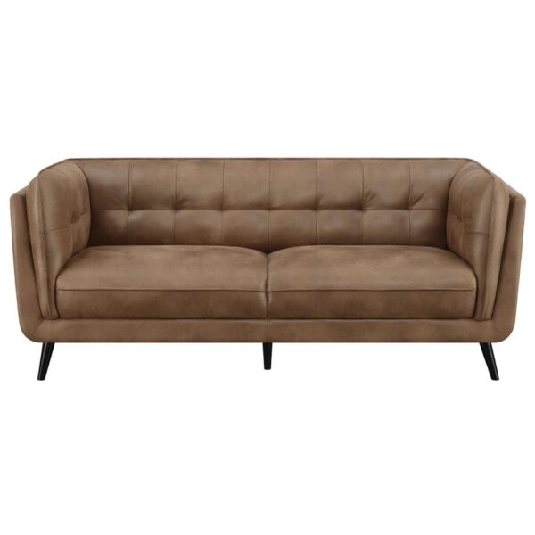 Thatcher upholstered button tufted sofa brown 509421 by coaster furniture 14