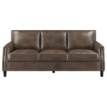 Leaton upholstered recessed arms sofa brown sugar 509441 by coaster furniture 24