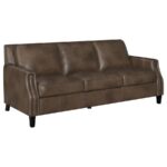 Leaton upholstered recessed arms sofa brown sugar 509441 by coaster furniture 25