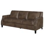 Leaton upholstered recessed arms sofa brown sugar 509441 by coaster furniture 26