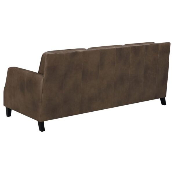 Leaton upholstered recessed arms sofa brown sugar 509441 by coaster furniture 17
