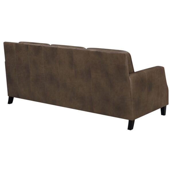Leaton upholstered recessed arms sofa brown sugar 509441 by coaster furniture 18